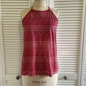 Prana Racerback Crimson Red & White Tank Top Sz-L